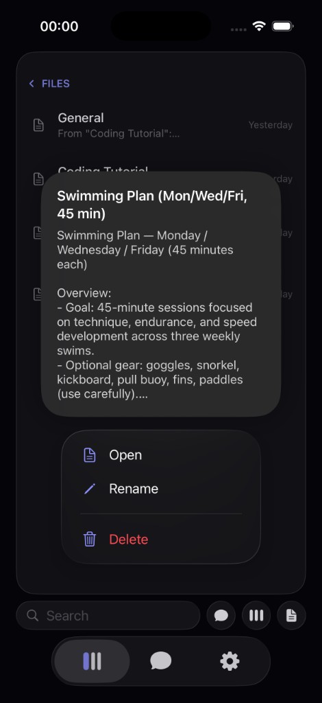 Files tab long-press preview screenshot